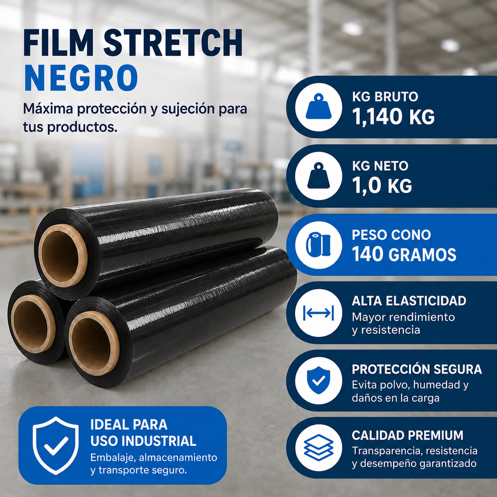 FILM STRETCH NEGRO 1,140 Kg